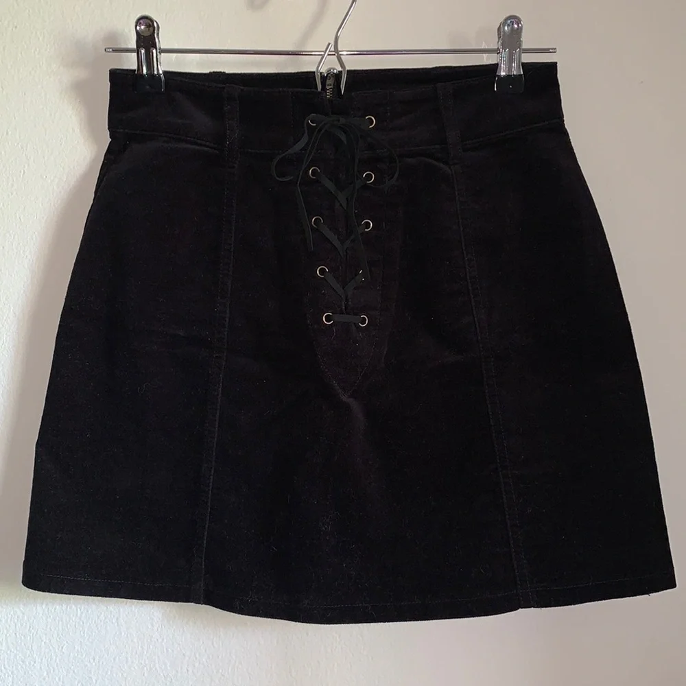 Forever 21 Velvet Faux Suede Lace-up Mini Skirt